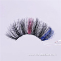 thick fluffy pink and blue colored fake eyelashes